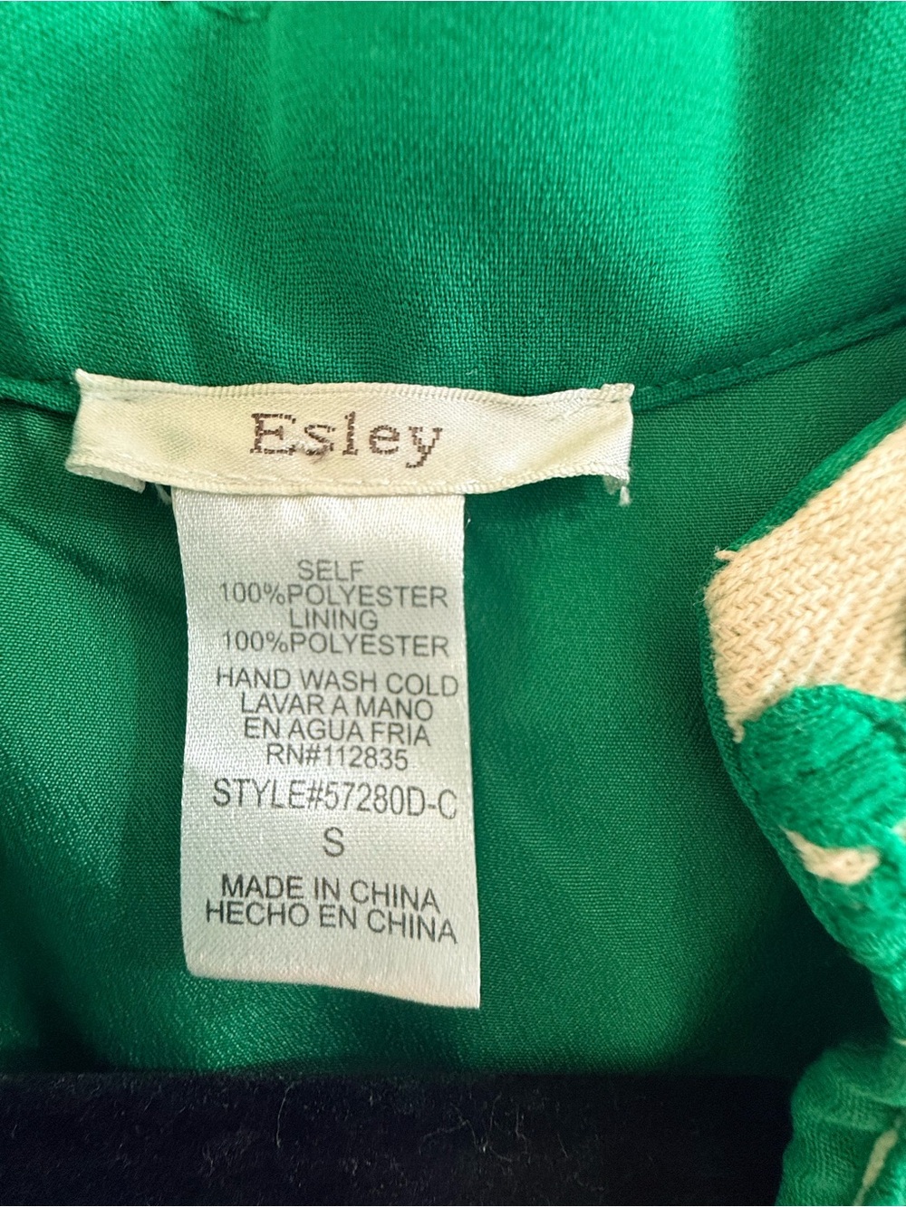 Esley Kelly Green Sleeveless V-Neck Dress with Embroidered Trim Size S - Picture 2 of 11